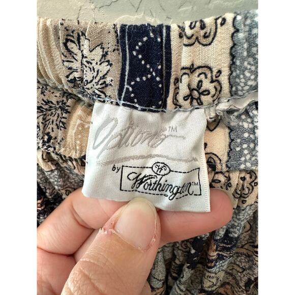 WORTHINGTON Vintage Midi Skirt Boho Floral 90s Cottagecore Elastic Waist Medium - Picture 5 of 5